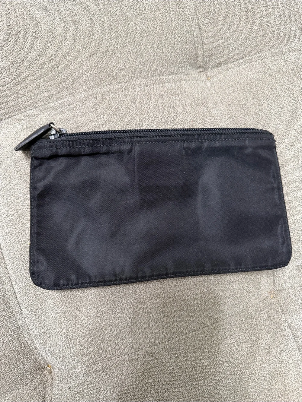 Prada Black Nylon Zip Pouch with Triangle Logo